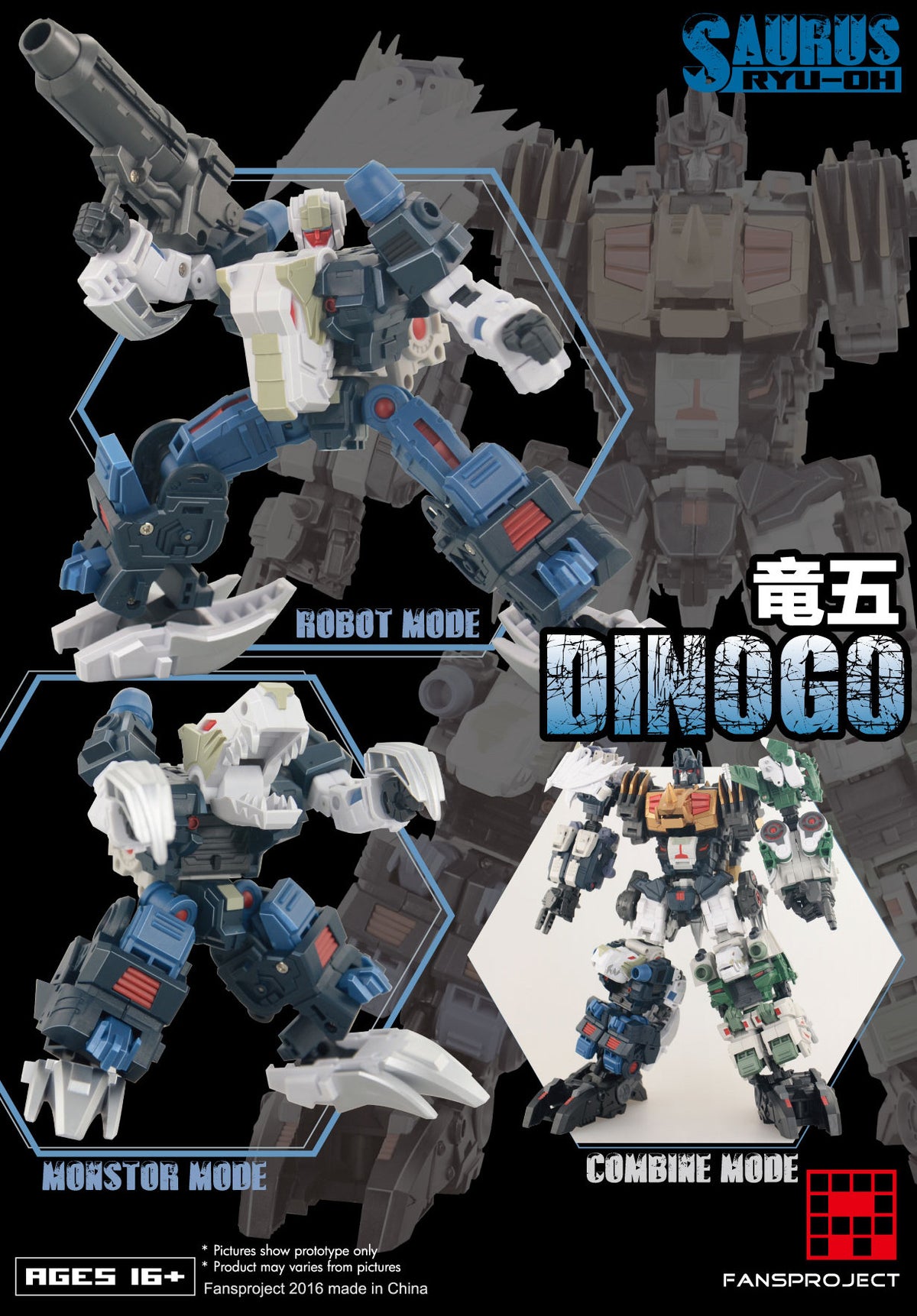 Transformers 3D Party Fansproject Saurus Ryu-Oh aka Dinoking