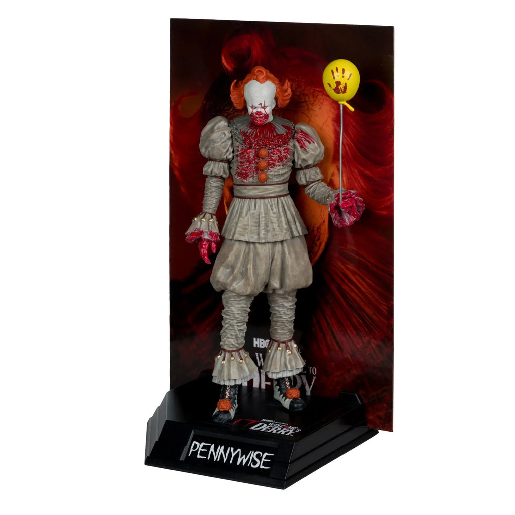 Mcfarlane Toys Movie Maniacs 6inch Posed Welcome To Derry Pennywise Bloody
